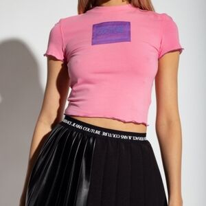 Versace Jeans Couture Pink and Purple Crop Top - L